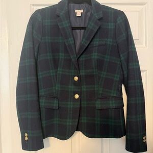J. Crew Factory Navy and Green Plaid Blazer